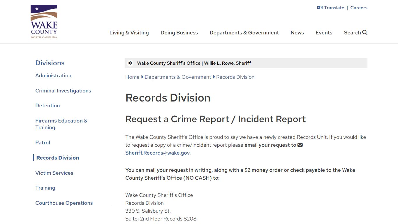 Records Division | Wake County Government